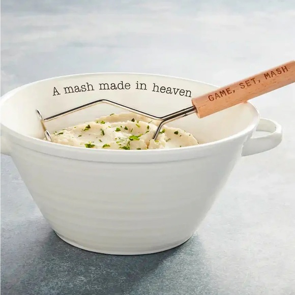 Mud Pie Circa Potato Bowl Set - Bowl with Hand Masher - New - Picture 6 of 7